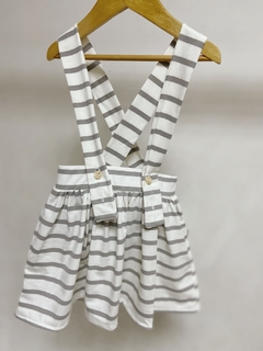 Pronta entrega - Salopete alça kids listra cinza pedra - comprar online