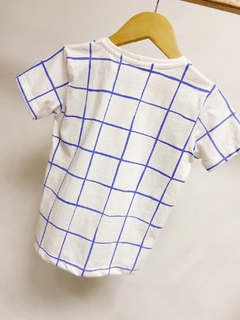 Pronta entrega - Camiseta Kids Manga curta estampada blue grid - loja online