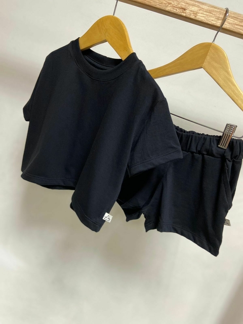 Pronta entrega - Conjunto cropped over preto