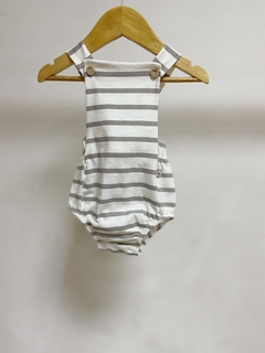 Pronta entrega - Romper baby com botões listra cinza pedra