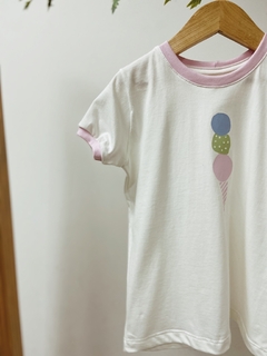Pronta entrega - Camiseta manga curta off SORVETE three colors detalhe punho manga rosa claro - You Boy Kids
