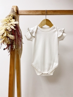 Pronta entrega - Body manga curta off babado bordado picueta oliva na internet