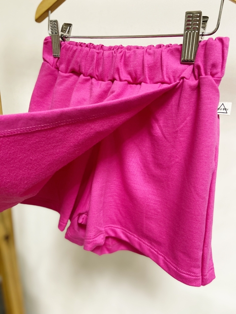 Pronta entrega - Shorts saia kids moletinho pink