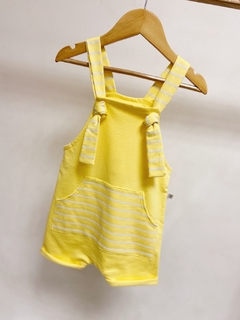 Pronta entrega - jardineira nó kids yellow detalhes estampado Stripes na internet