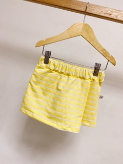 Pronta entrega - Shorts saia moletinho yellow Stripes