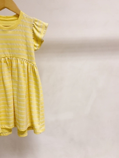 Pronta entrega - Vestido kids Mullet estampado manga babado yellow Stripes - comprar online