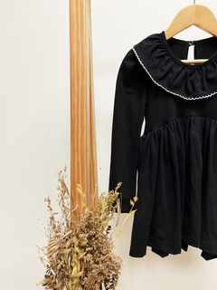 Pronta Entrega - Vestido manga bufante longa preta gola babado com picueta off na internet