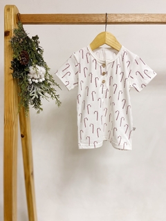 Pronta entrega - Camiseta botões Kids Manga curta estampada bengalinhas Marsala - comprar online