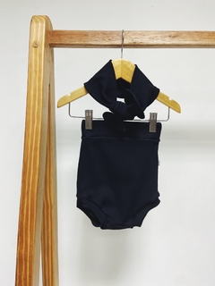 Pronta entrega - Shorts Hotpant com turbante canelado liso basics preto - comprar online