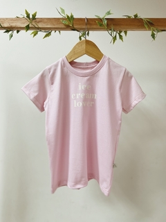 Pronta entrega - Camiseta manga curta ICE CREAM LOVER rosa claro na internet