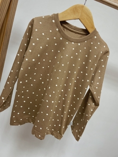 Pronta Entrega - Camiseta kids Manga Longa Bolinhas