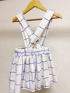 Pronta entrega - Salopete alça kids blue grid