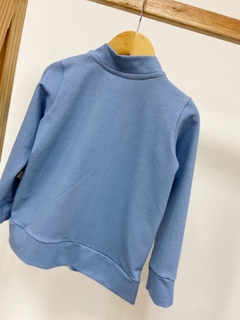 Pronta entrega - Jaqueta bomber com elastano jeans fake azul denim na internet