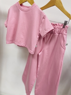 Pronta entrega - Conjunto kids pantalona bolso lateral + cropped over moletinho tutti-frutti - You Boy Kids