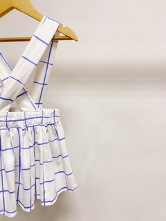 Pronta entrega - Salopete alça kids blue grid - comprar online