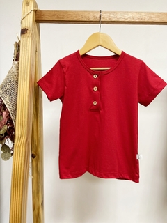 Pronta entrega - Camiseta kids manga curta botões liso basics vermelho - comprar online