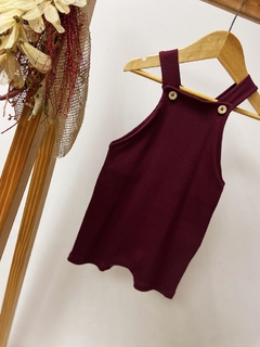 Pronta entrega - Jardineira baby canelado vinho - loja online