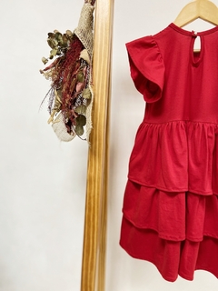 Imagem do Pronta entrega - Vestido Mullet babados manga babado vermelho botao pérola