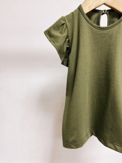 Pronta entrega - Blusa babado botão pérola verde cactus - loja online