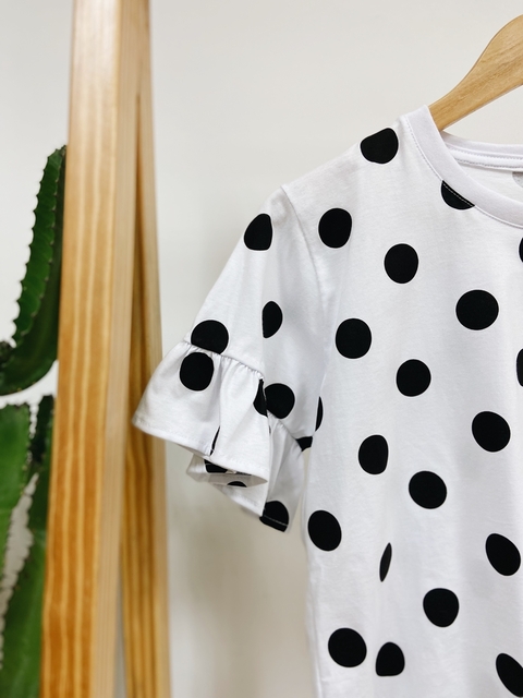 Pronta entrega - Blusa Kids manga curta com babado bolas