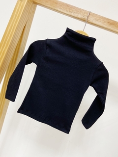 Pronta entrega - Blusa gola alta kids canelado Preto