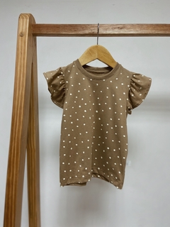 Pronta Entrega - Blusa Kids manga babado Bolinhas avelã - You Boy Kids