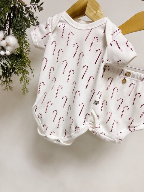 Pronta entrega - conjunto Body manga curta + bloomer botões bengalinhas marsala