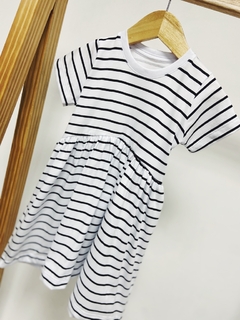 Pronta entrega - Vestido Mullet manga curta estampado listras na internet