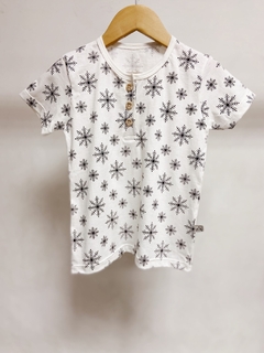 Pronta entrega - Camiseta botões Kids Manga curta off flocos de neve preto - You Boy Kids