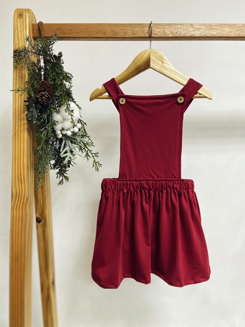 Pronta entrega - Salopete frente botões em madeira Marsala