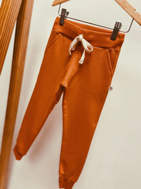 Pronta Entrega - Calça jogger kids moletinho telha