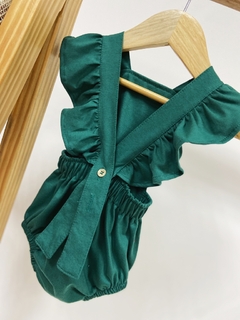 pronta entrega - Romper baby babado liso verde