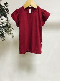 Pronta entrega - Blusa babado botão pérola Marsala