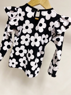 Pronta entrega - blusa manga longa babado flowers - loja online