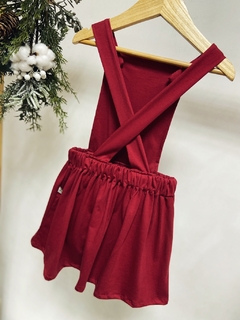 Pronta entrega - Salopete frente botões em madeira Marsala - You Boy Kids