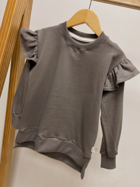 Pronta Entrega - Casaco Mullet kids cinza magneto manga babado