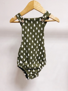 Pronta entrega - Romper baby verde cactus com botões pinheirinhos off - loja online