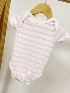 Pronta entrega - Body manga curta estampado listrado rosa claro - You Boy Kids