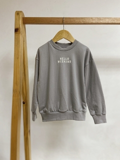 Pronta entrega - Casaco kids cinza pedra hello weekend moletinho - You Boy Kids