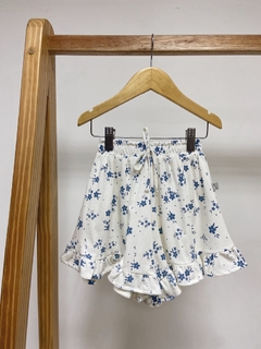 Pronta entrega - shorts babado floral azul vintage na internet