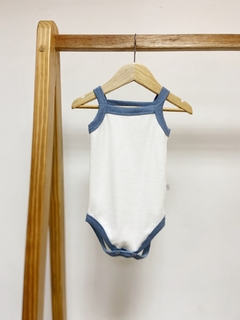 Pronta entrega - Body regata canelado retrô azul vintage