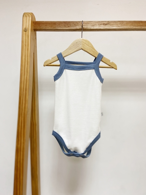 Pronta entrega - Body regata canelado retrô azul vintage