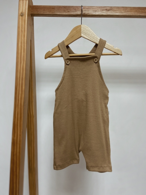 Pronta entrega - Jardineira baby canelado avelã