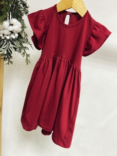 Pronta entrega - Vestido Mullet kids manga babado Marsala