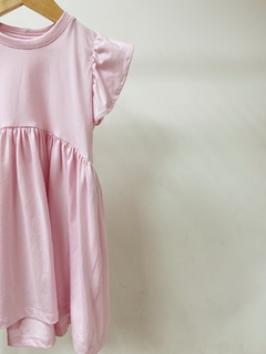 Pronta entrega - Vestido Mullet manga babado rosa claro na internet