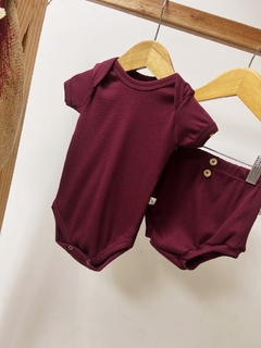 Pronta entrega - Conjunto Body manga curta + bloomer botões punho vinho - You Boy Kids