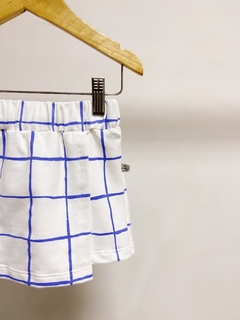 Pronta entrega - Shorts saia moletinho blue grid - You Boy Kids