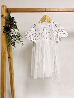 Pronta entrega - Vestido Mullet manga curta com babado saia tule bengalinhas marsala botão pérola - comprar online