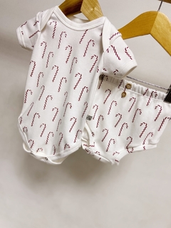 Imagem do Pronta entrega - conjunto Body manga curta + bloomer botões bengalinhas marsala