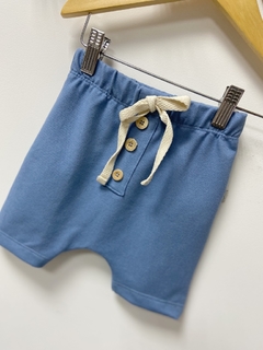 PRONTA ENTREGA - Bermuda Kids saruel com botões jeans fake Azul denim